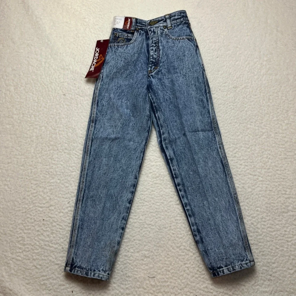 Jordache Jeans Kids Size 8 Blue Acid‎ Wash 3554 High Rise Tapered Vintage NWT